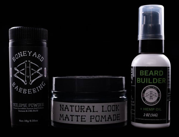 Boneyard Volume Powder, Matte Pomade and Beard Builder
