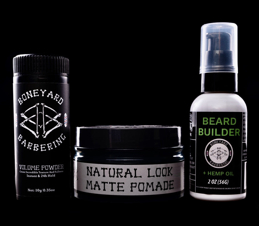 Boneyard bundle: Volume Powder, Matte Pomade and Beard Builder